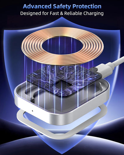 For Airpod Charger, Designed Wireless Charger for Airpods 4(Anc)/3Rd/2Nd Gen, for New Airpod Pro 3 (2025)/ 2Nd Gen, Wireless Earbuds, Slim & Compact for Travel Home Office, (Silver+White)