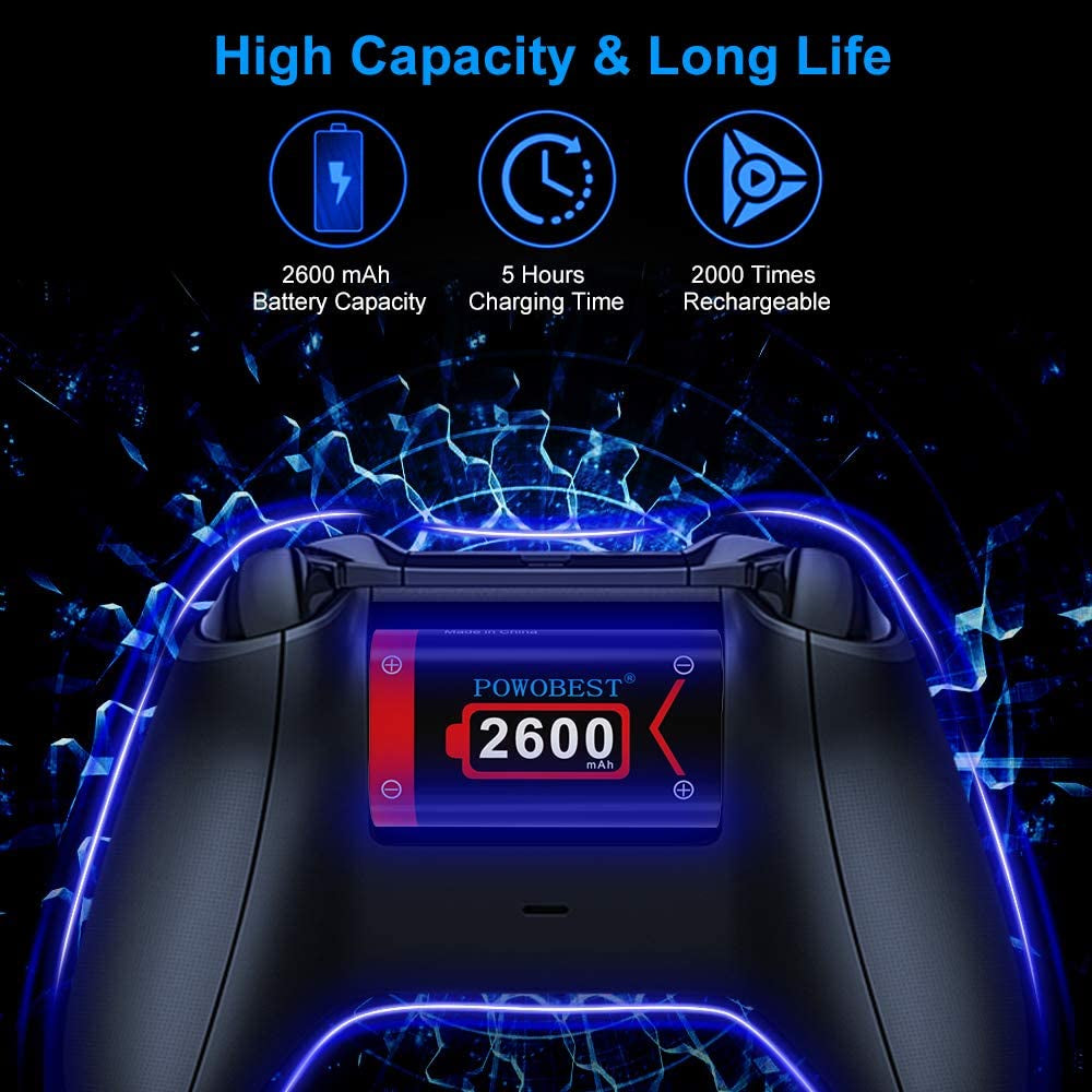3X 2600Mah Controller Rechargeable Battery Pack for Xbox One/Xbox Series X|S,Controller with LCD Digital Display Charger for Xbox Series X/S/,Xbox One/One S Controller,Core Controller Battery