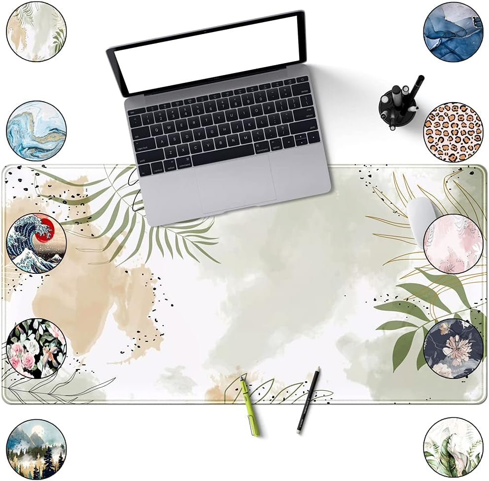 Keyboard Mat Kawaii Mousepad Matcha Green Plant Abstract Accessories Desk Pad Mouse Mat for Desktop Gamer Girl Office Accessories for Women Pink Desk Organizer Large Gaming Pads …