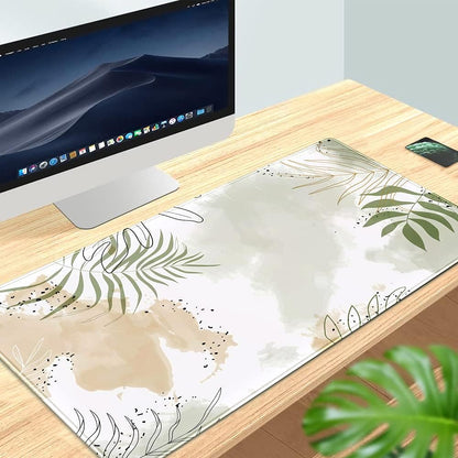 Keyboard Mat Kawaii Mousepad Matcha Green Plant Abstract Accessories Desk Pad Mouse Mat for Desktop Gamer Girl Office Accessories for Women Pink Desk Organizer Large Gaming Pads …